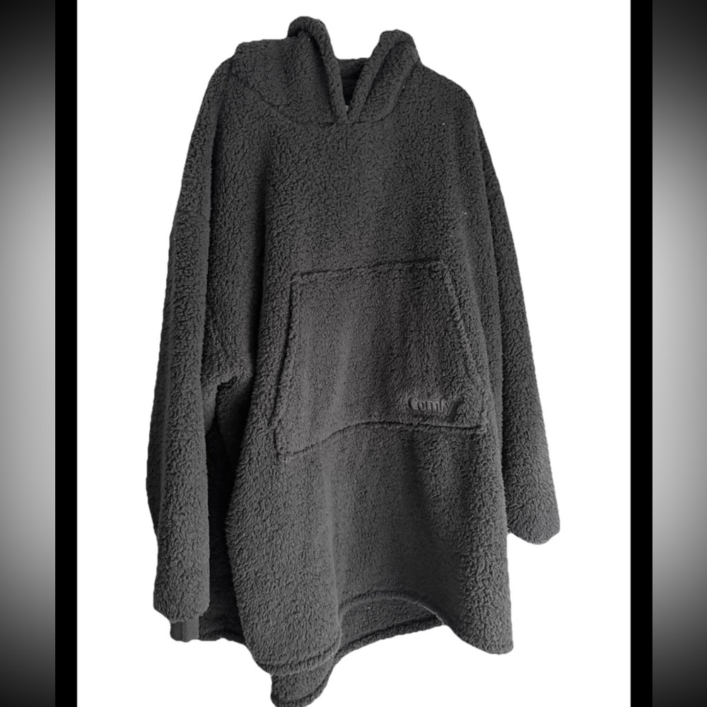 THE COMFY Hoodie Black Overhead Cozy Oversized Adult Size Blanket Sweatshirt